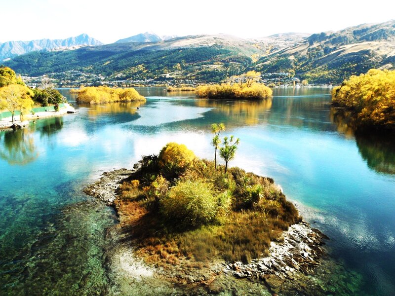 Island in Lake — Blue, Serene, Autumn