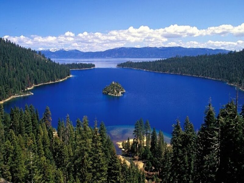 Island in Lake — Blue, Serene
