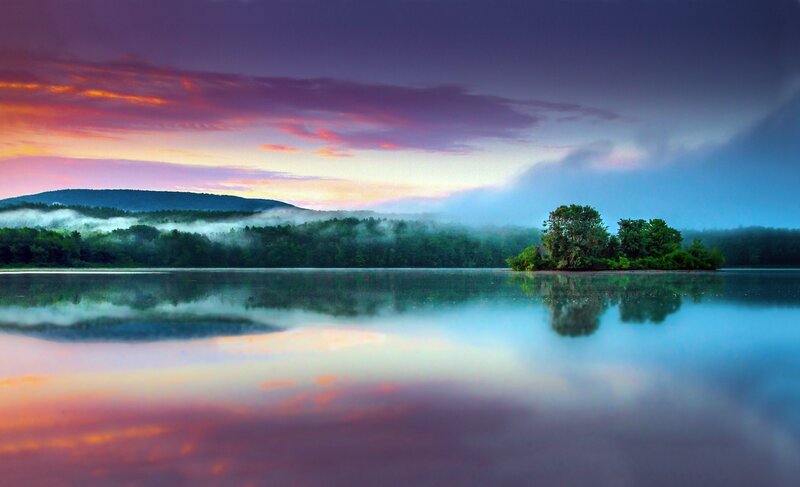 Island in Misty Lake — Purple