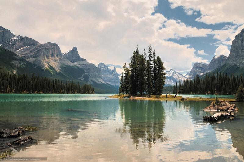 Island in Mountain Lake — Blue, Serene