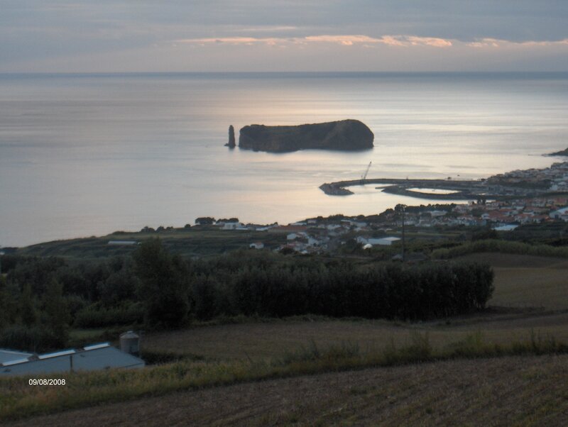 Island in Ocean at Dusk
