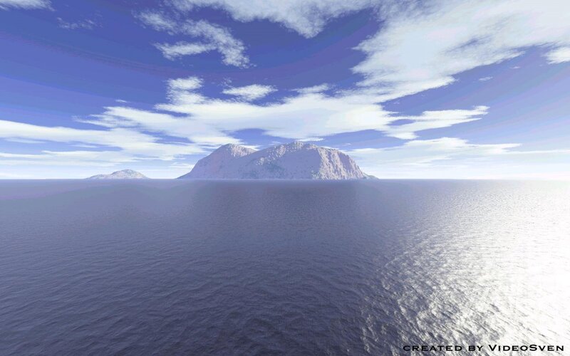 Island in Ocean — Blue, Serene, Afternoon, 3d Render