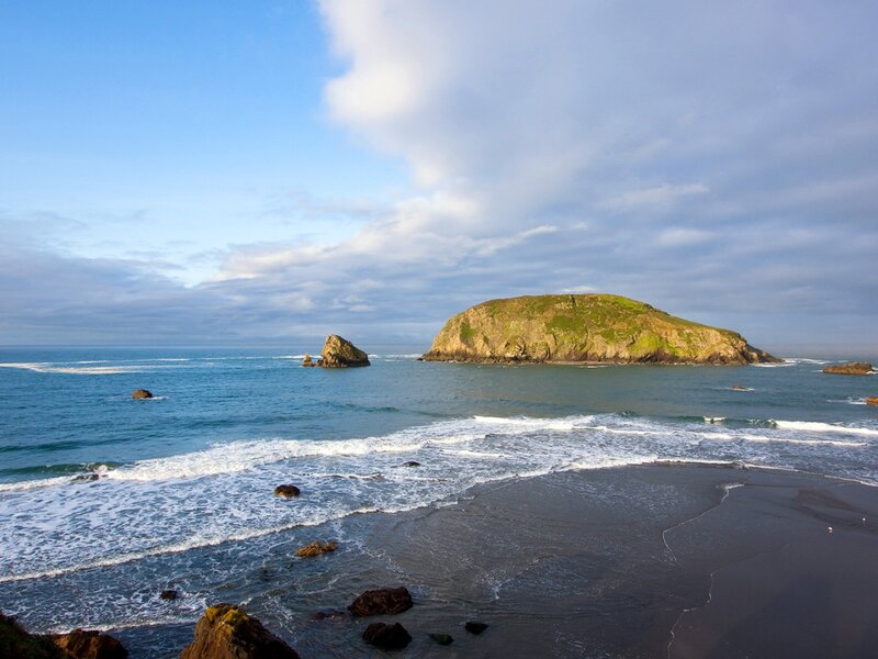 Island in Ocean — Blue, Serene, Morning