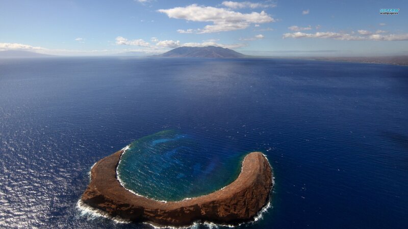 Island in Ocean — Blue, Serene