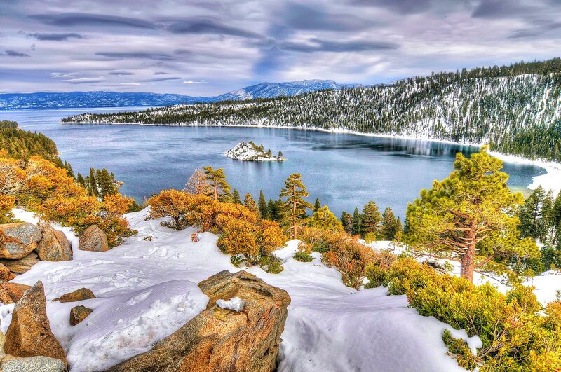 Island in Snowy Lake