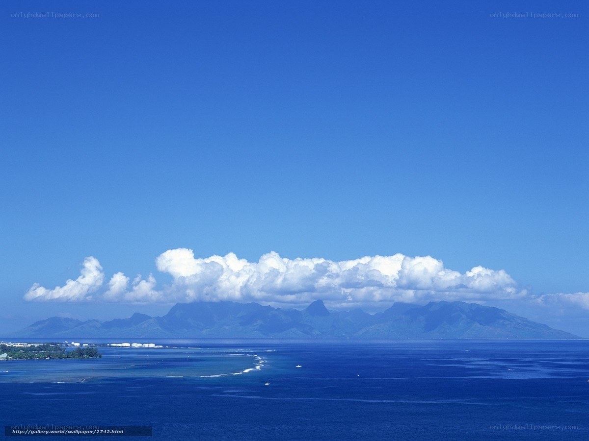 Island landscape with blue sky