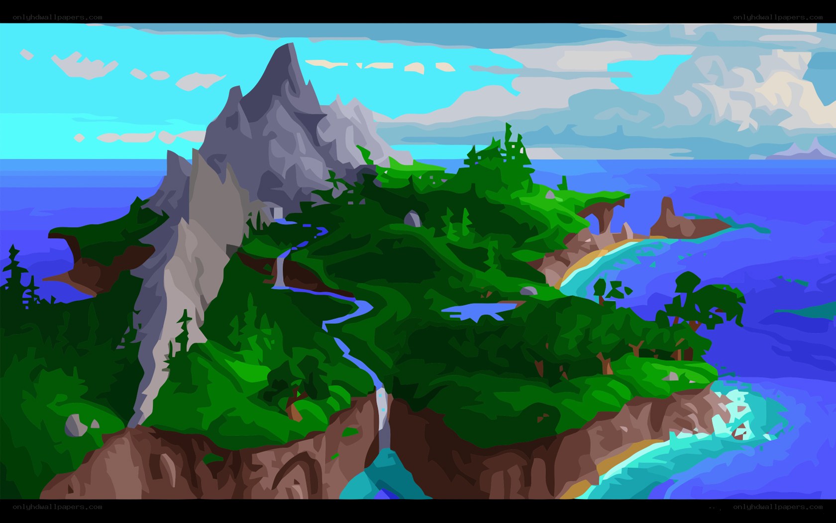 island landscape with mountains