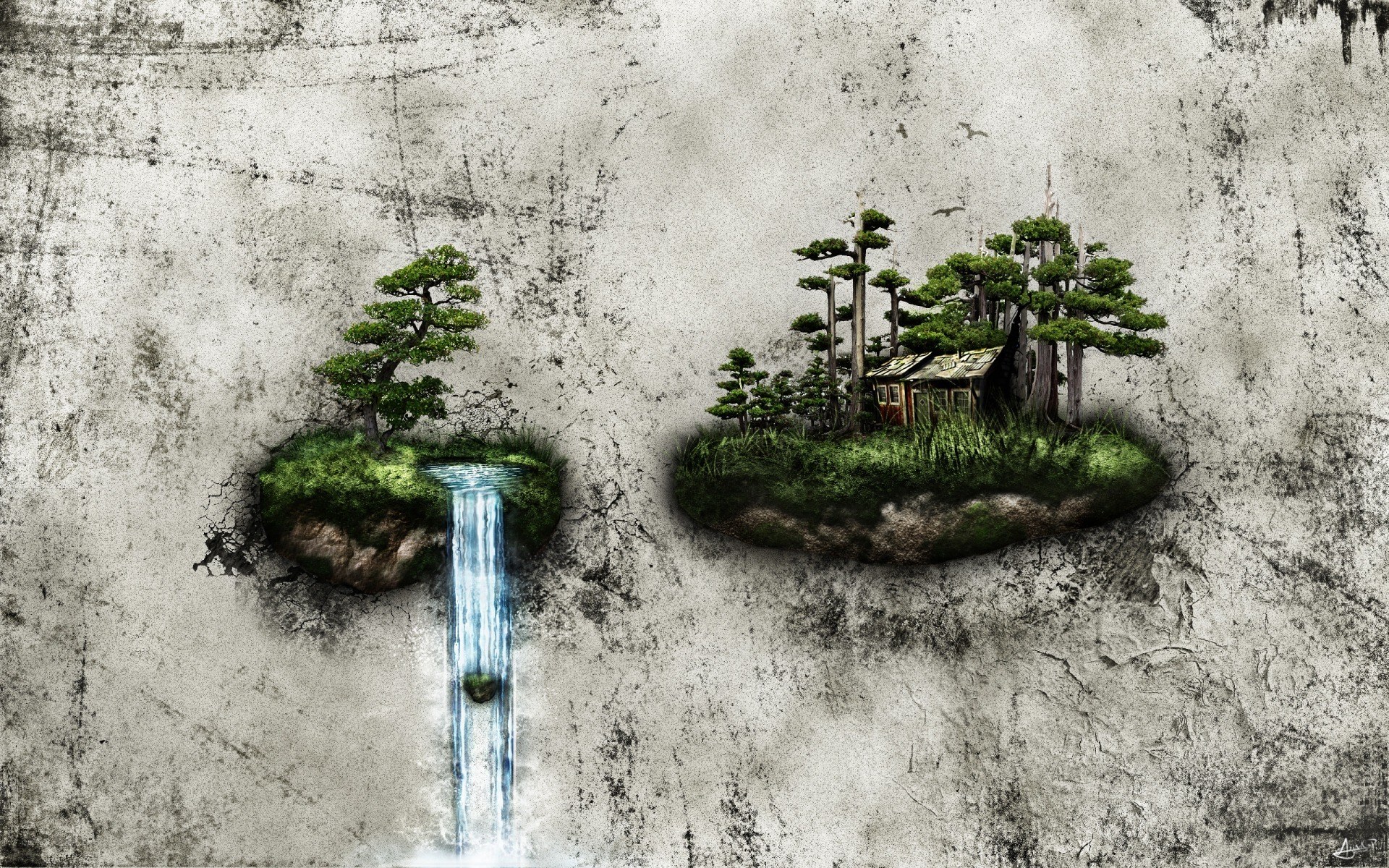Island life with waterfall