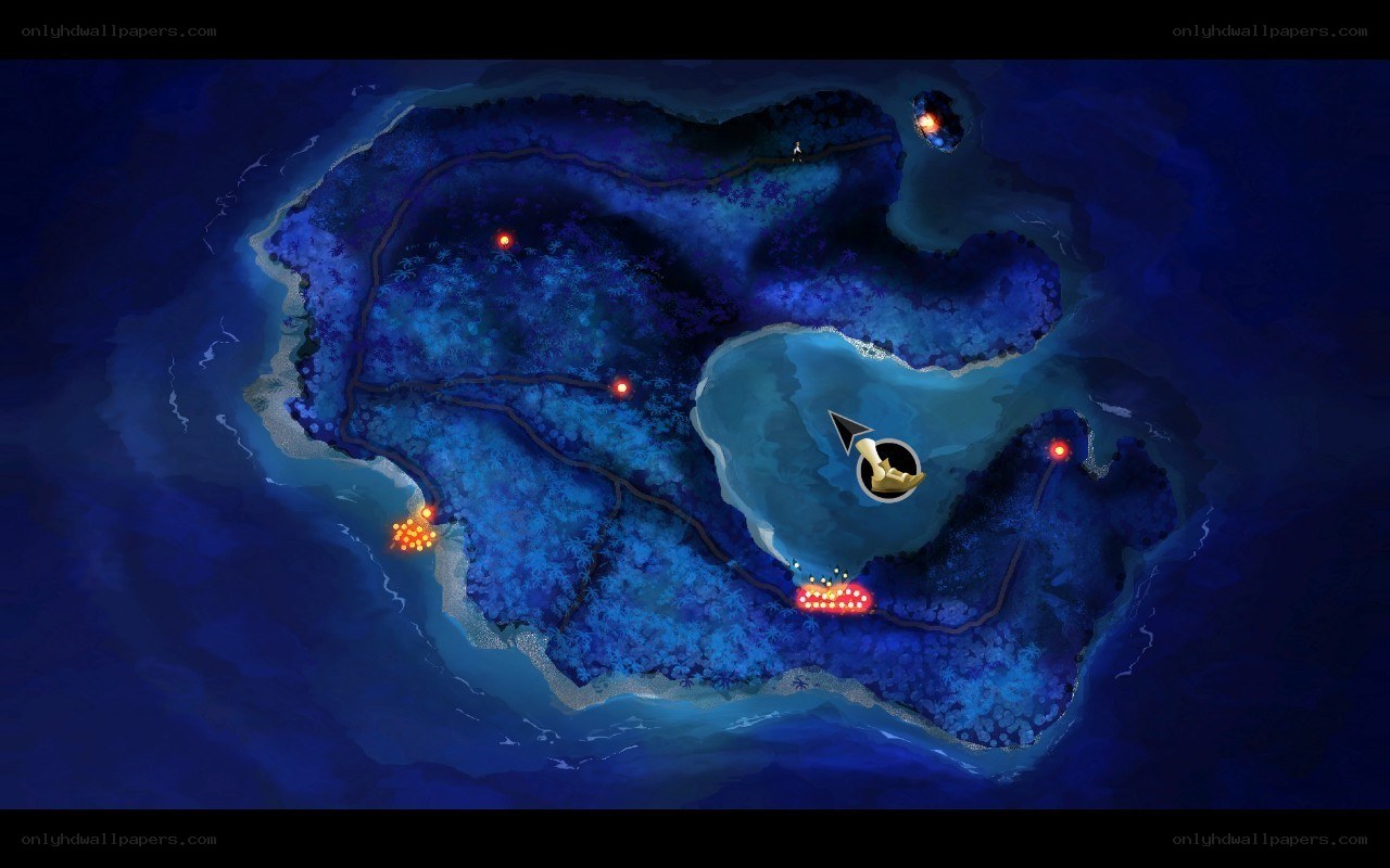 island map with glowing points
