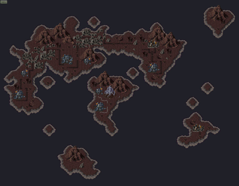 island map with structures