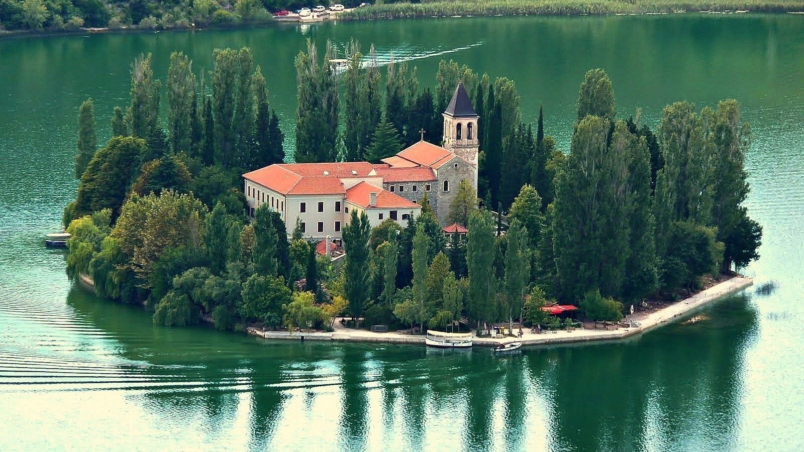 Island monastery on a lake