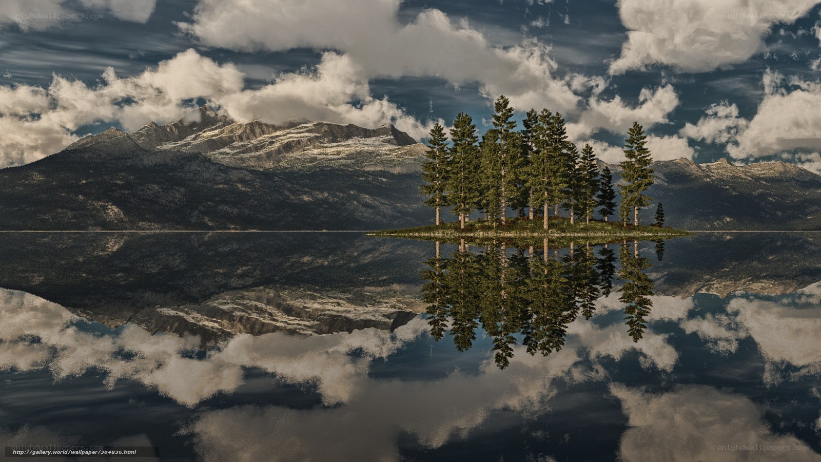 Island of Trees in Mountain Lake
