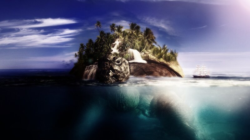 island shaped like a turtle