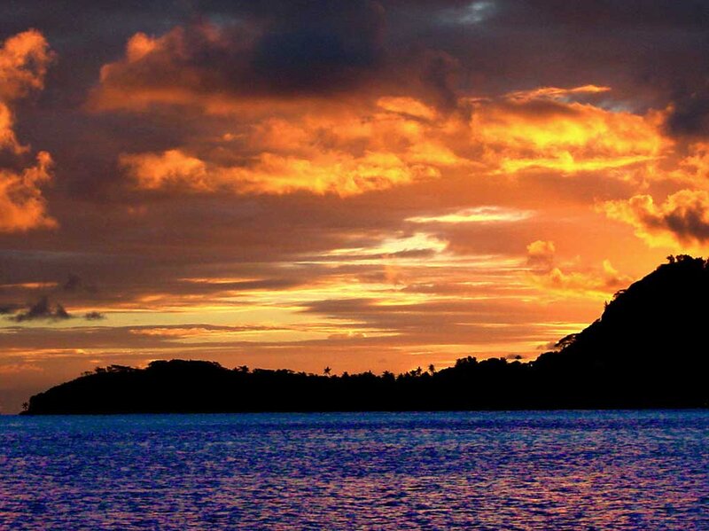 Island Silhouette at Sunset — Orange