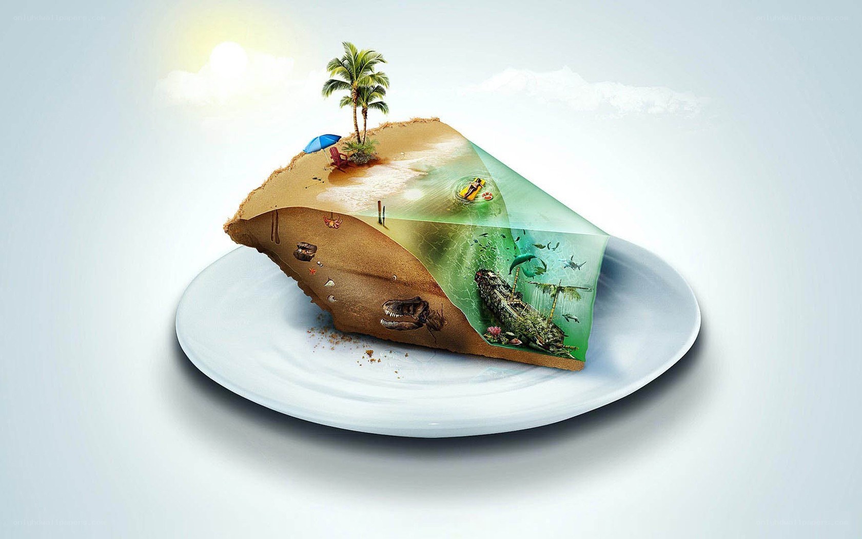 Island slice on a plate