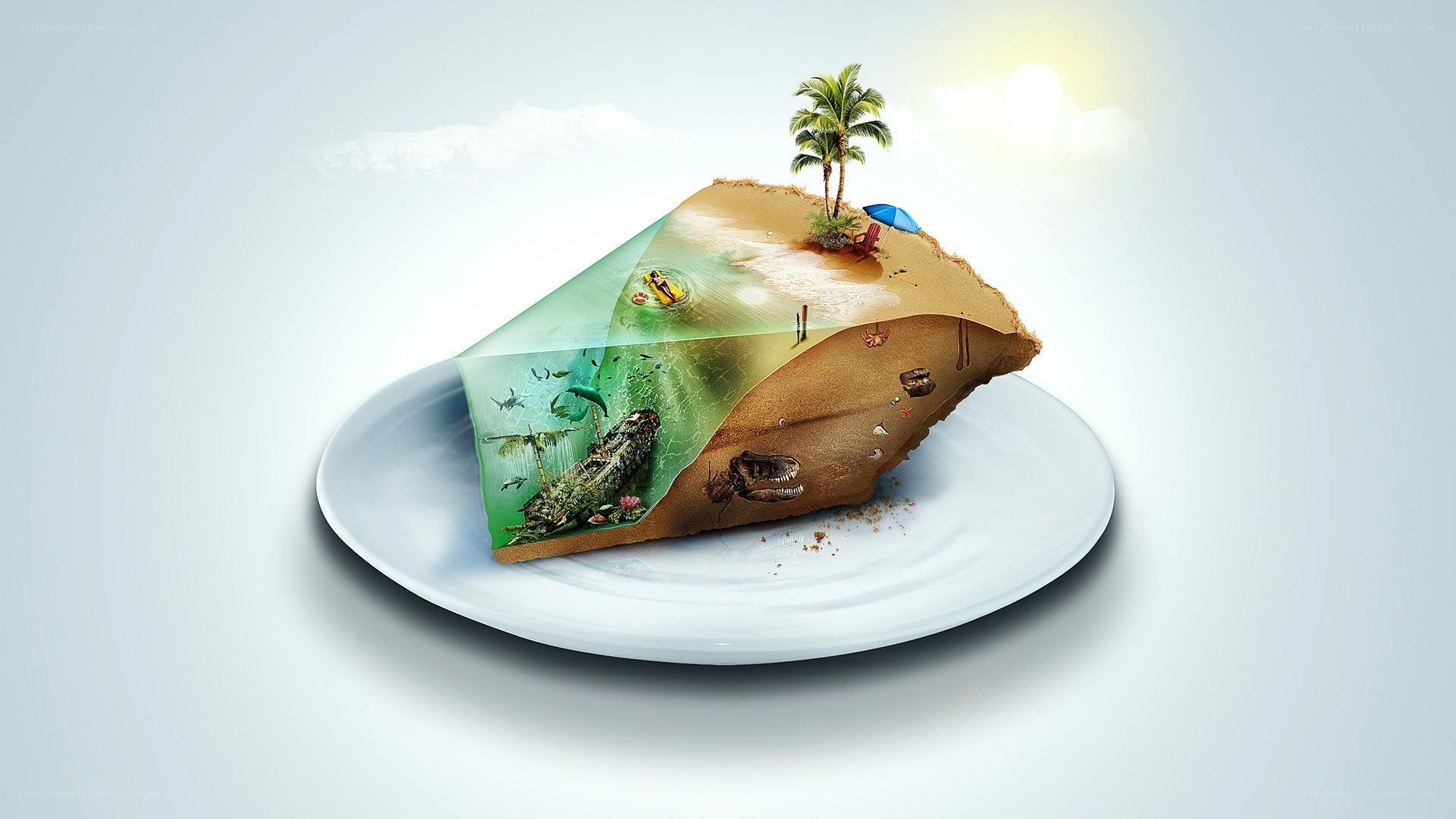 Island slice on a plate