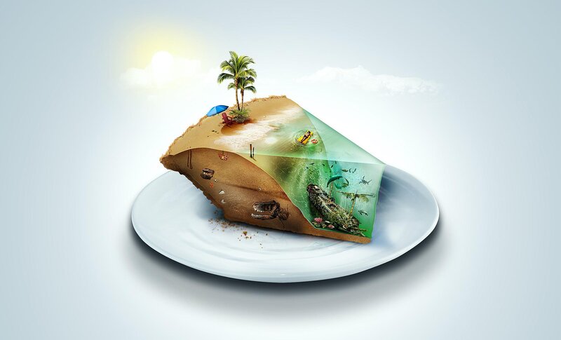 Island slice on a plate