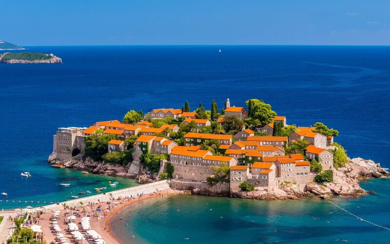 Island Town with Orange Roofs