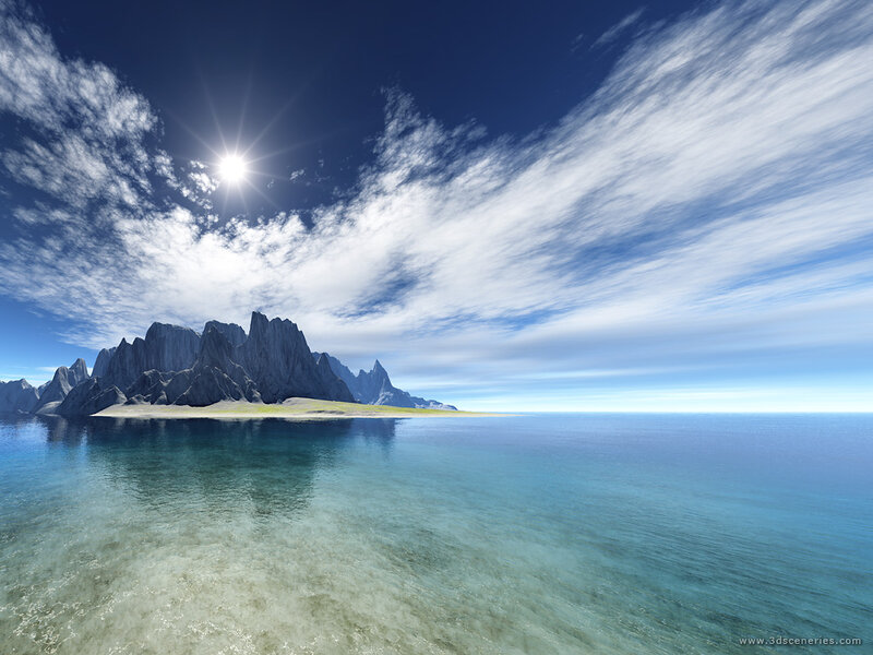 Island under a bright sun