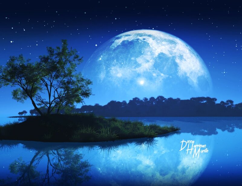 Island under Full Moon