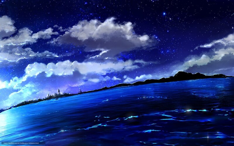 Island under Starry Sky — Blue