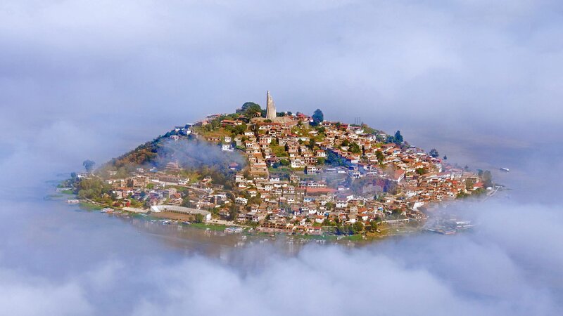 Island Village in Clouds