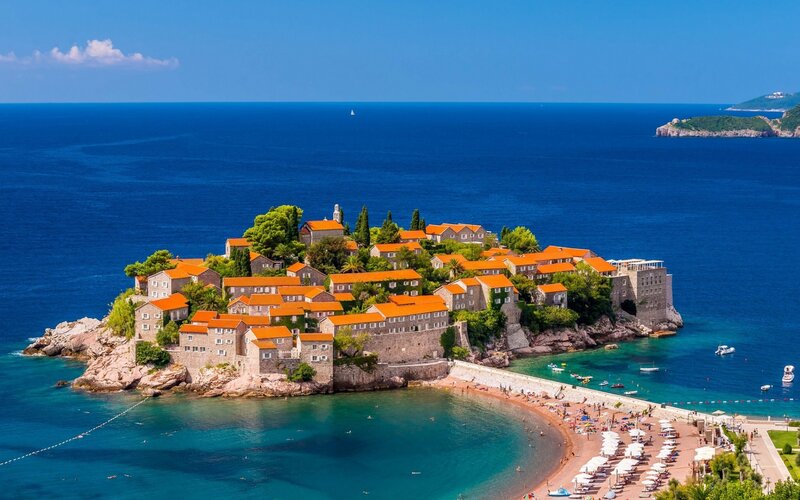 Island Village with Orange Roofs