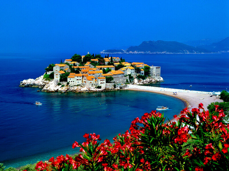 Island Village with Red Roofs