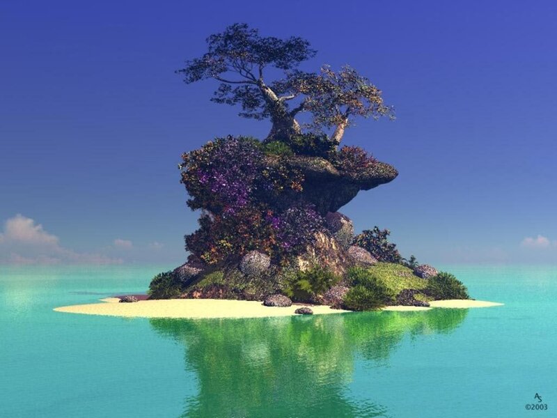 Island with a lone tree