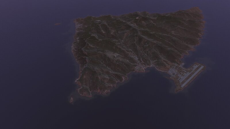 island with airport at dusk