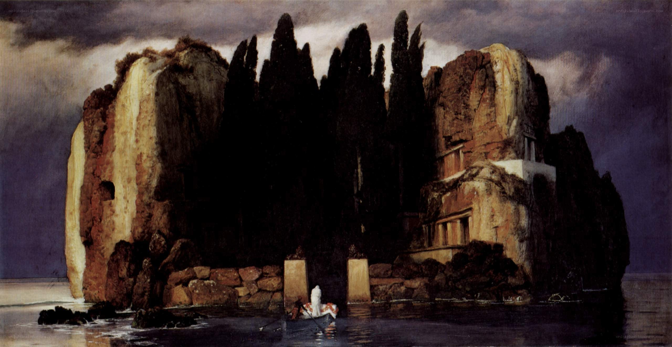 Island with ancient ruins