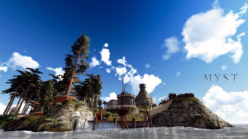 Island with Buildings and Trees