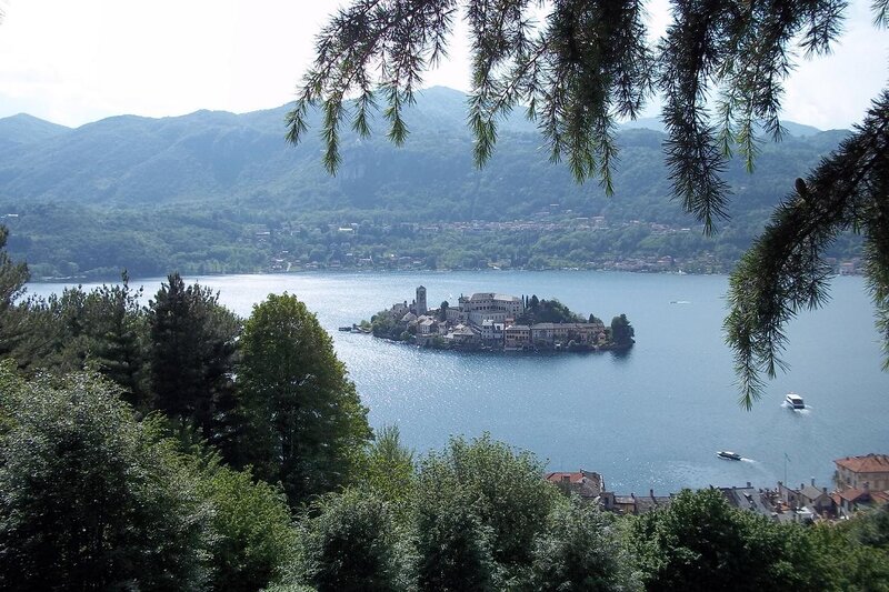 Island with Buildings — Blue, Serene