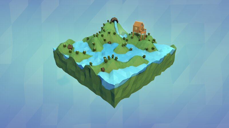 Island with Cabin and Lake