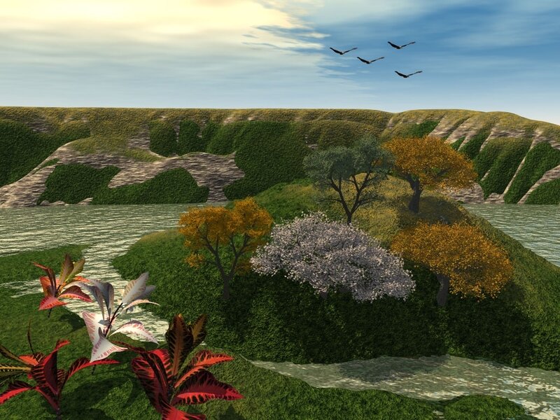 Island with Flowering Trees