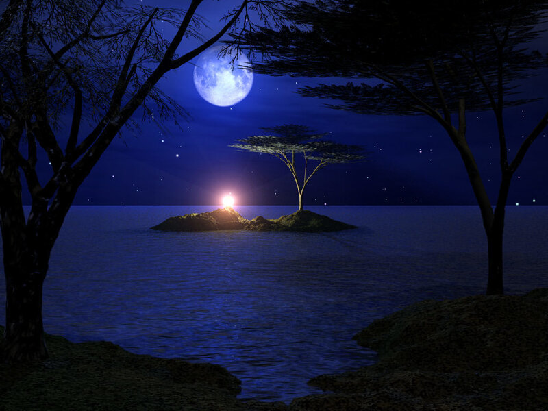 Island with Glowing Light