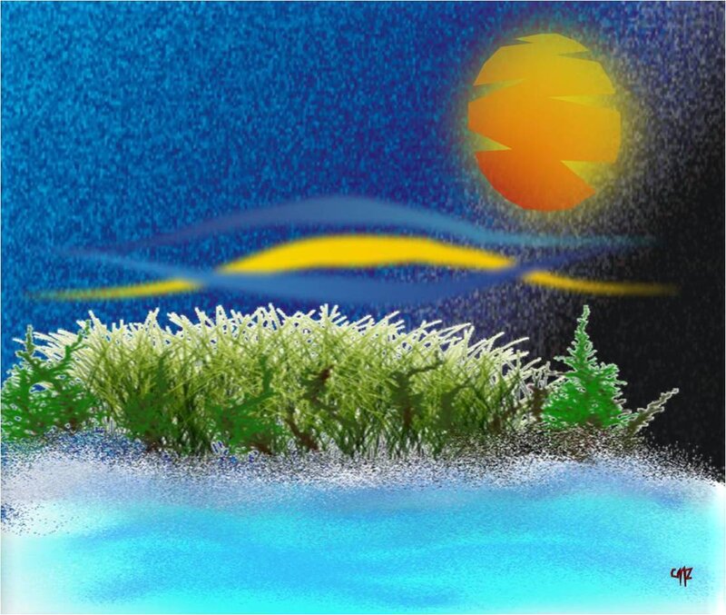 Island with Grass and Trees
