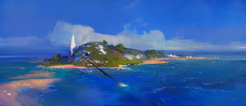 Island with Lighthouse — Blue
