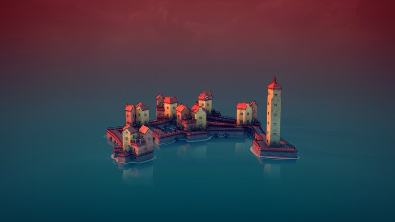 Island with Lighthouse — Red
