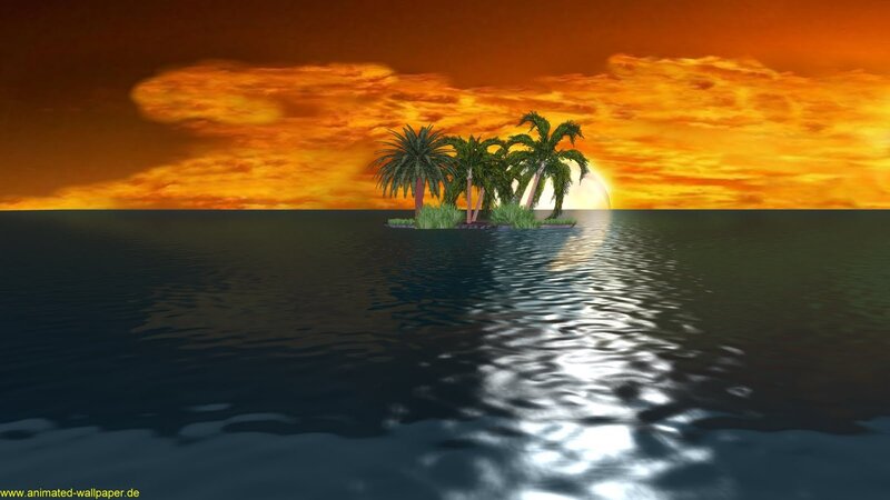Island with Palm Trees — Orange, Dramatic
