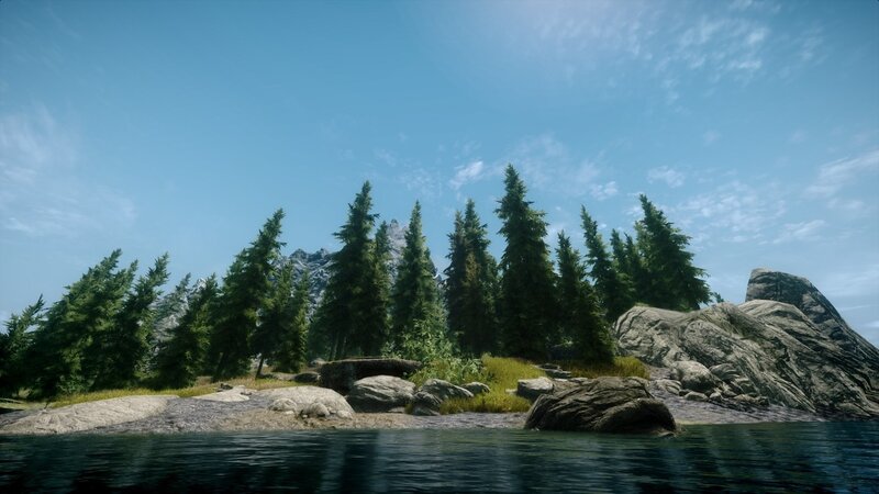 Island with Pine Trees — Blue, Serene, Afternoon, 3d Render