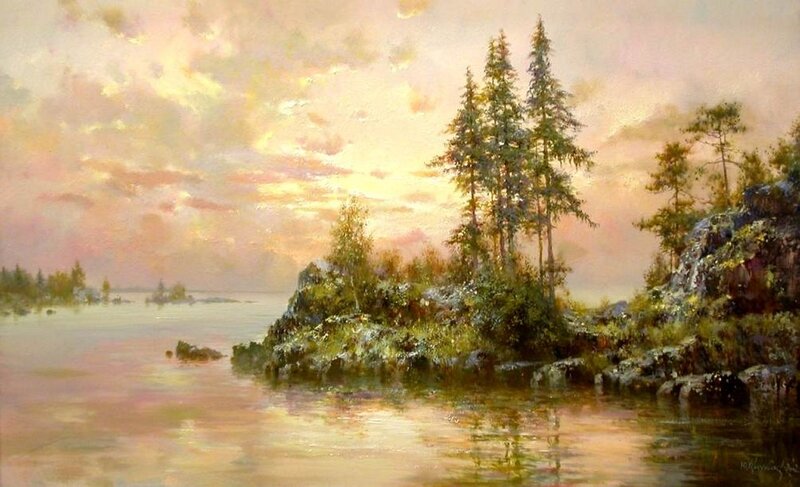 Island with Pine Trees — Pink