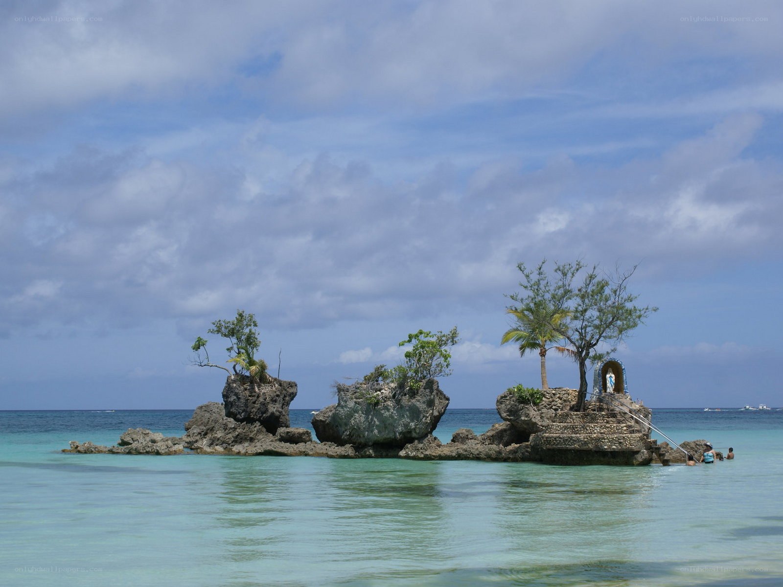 Island with religious shrine