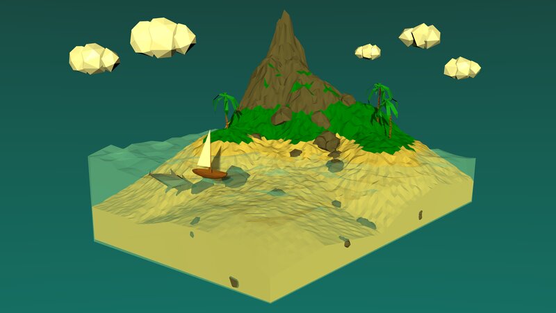 Island with Sailboat