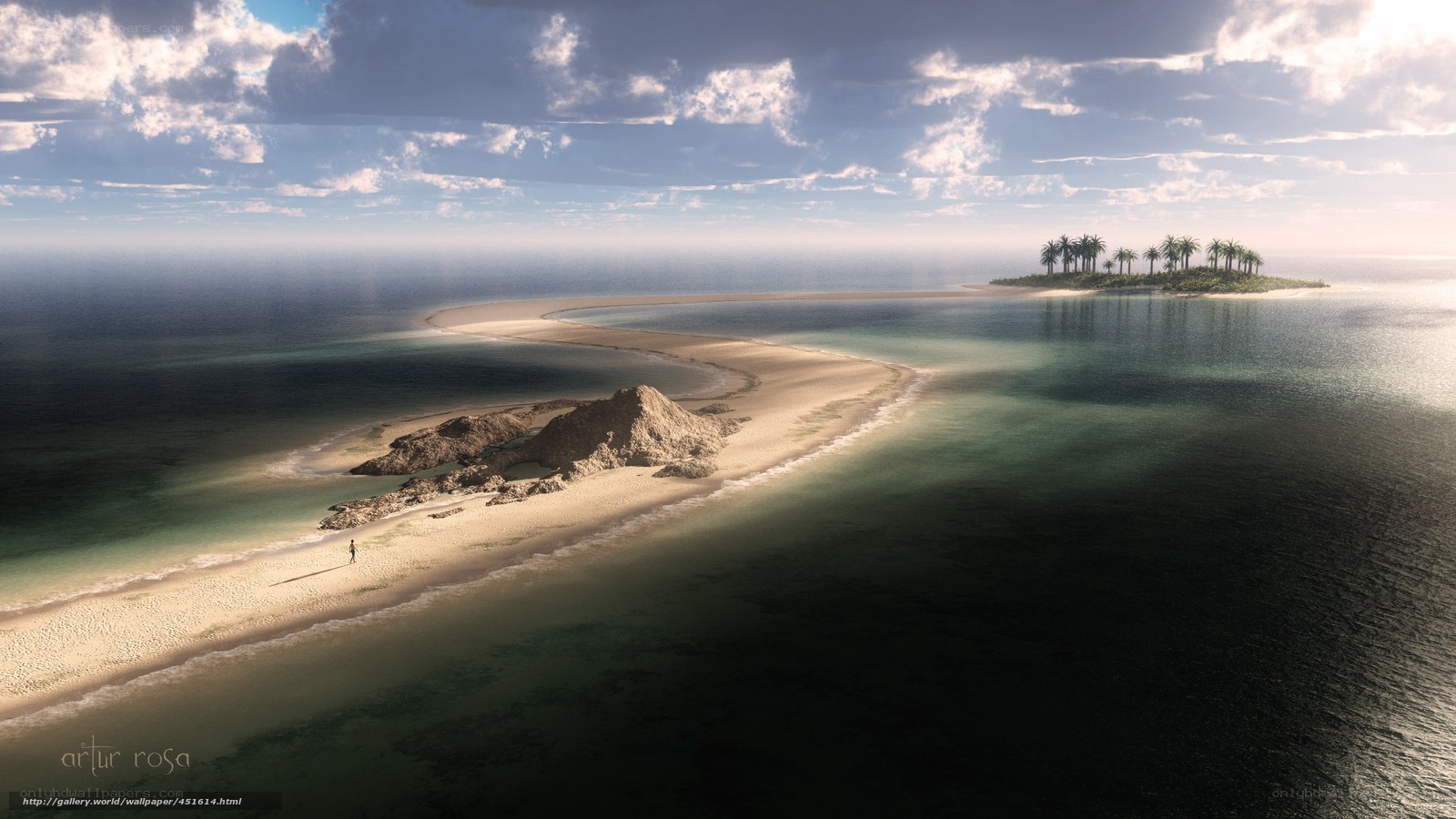 Island with sandy beach