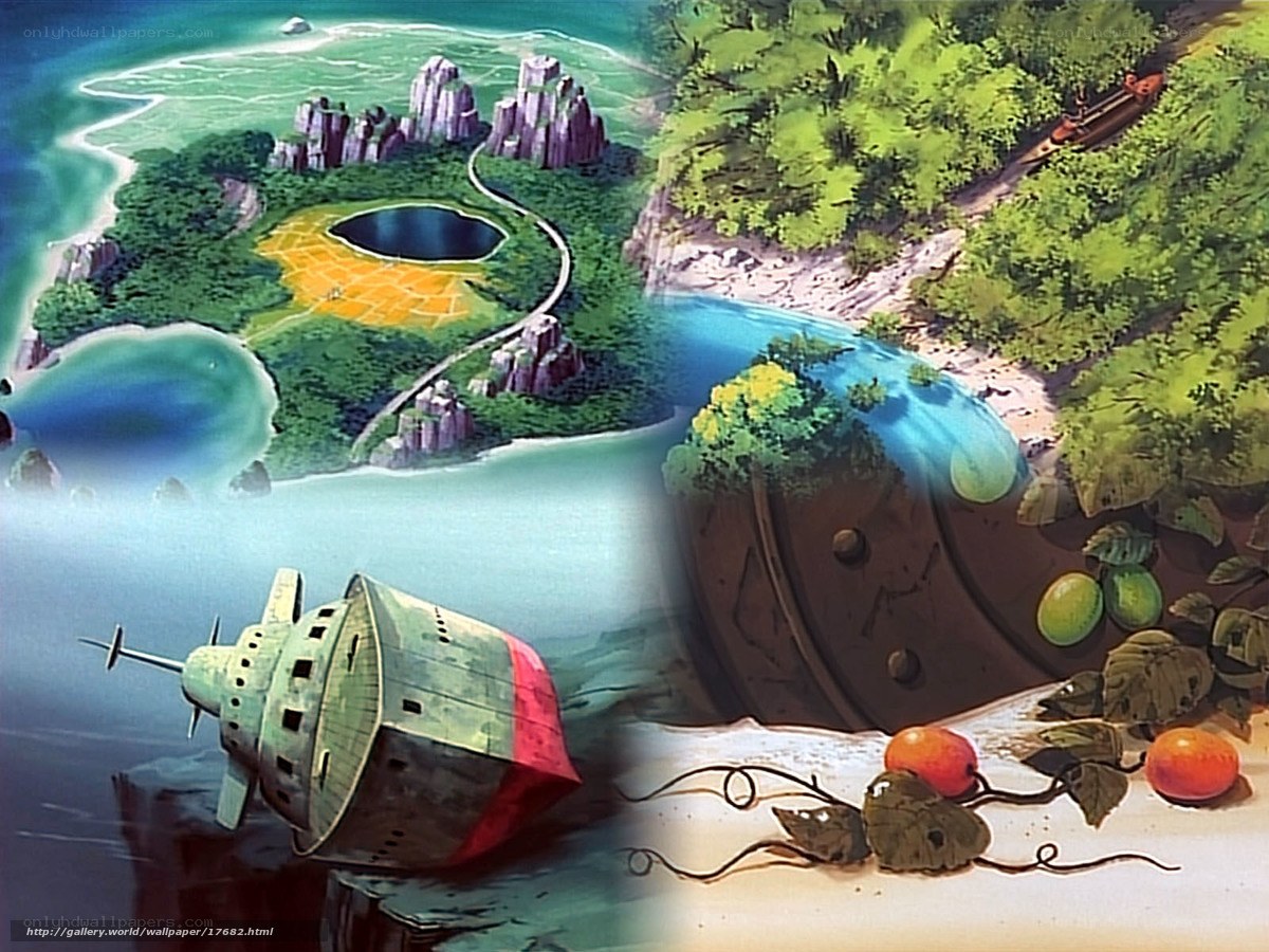 Island with shipwreck and alien artifacts