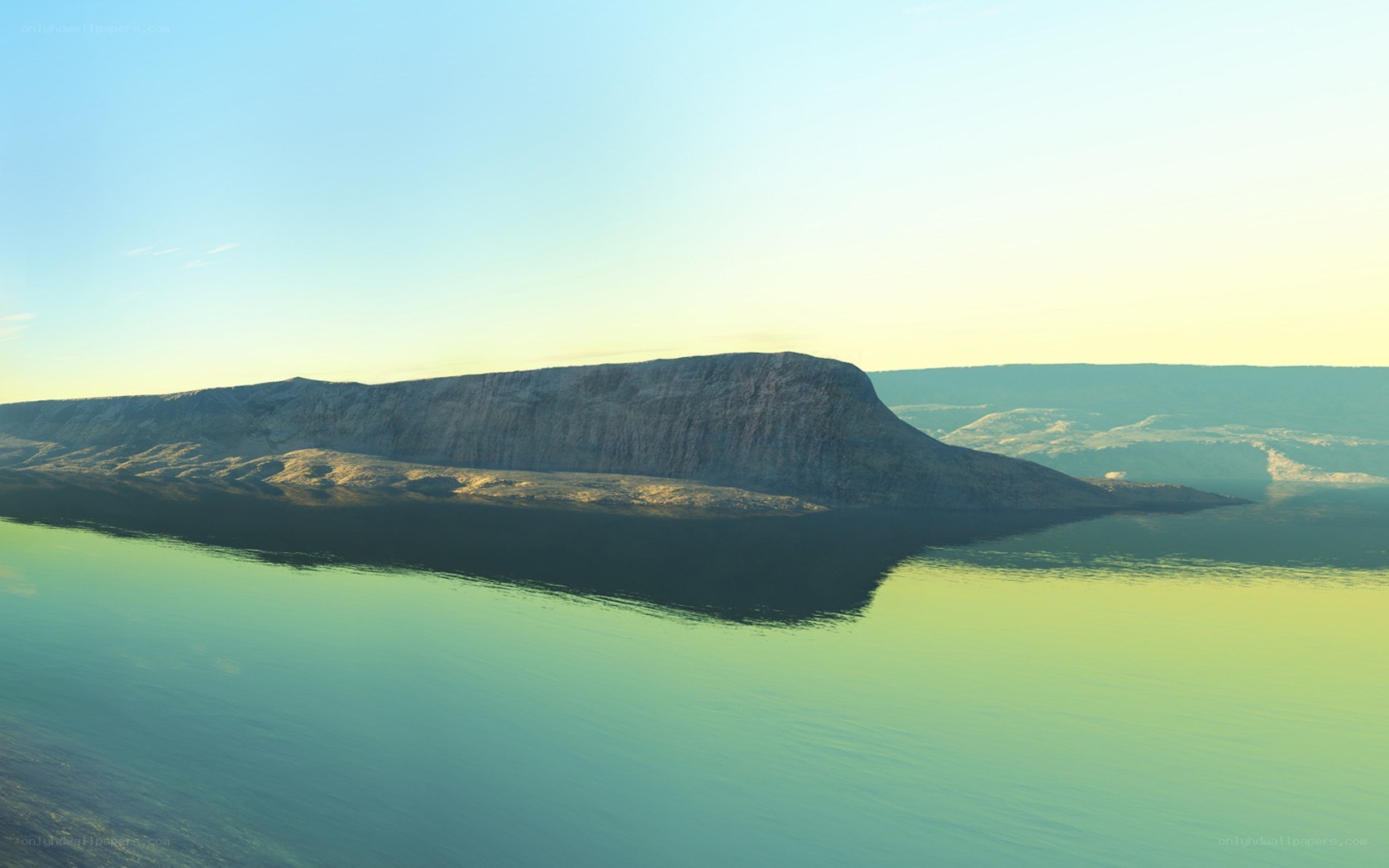 Island with steep cliffs