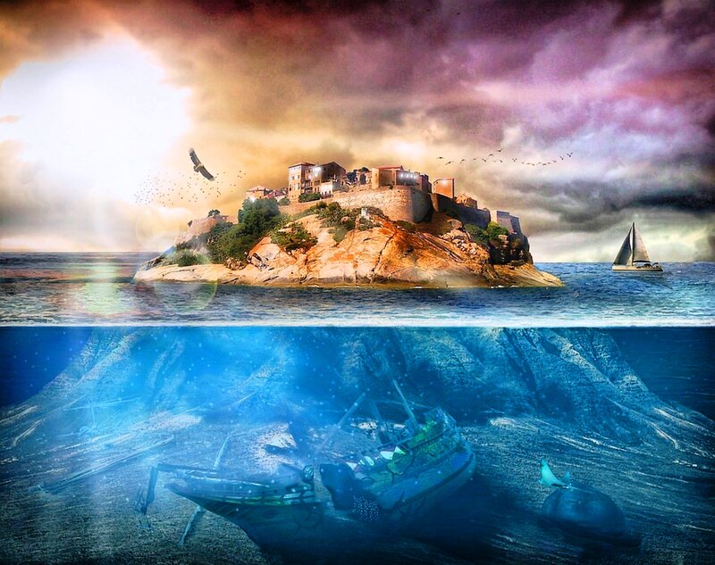 Island with Sunken Ship
