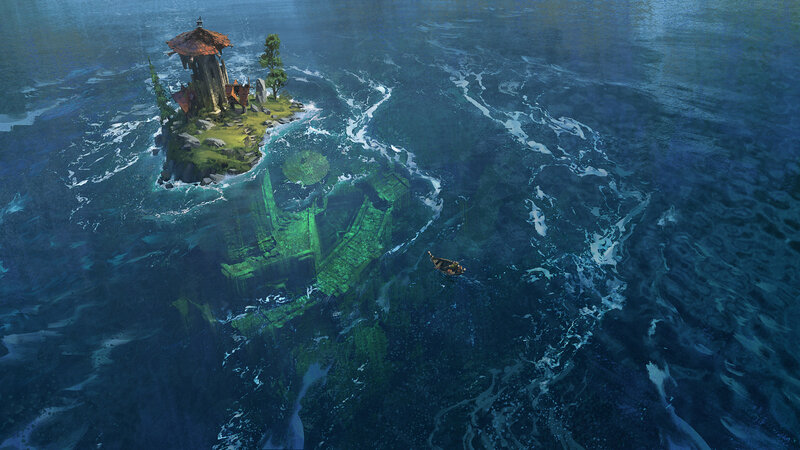 Island with Tower and Boat
