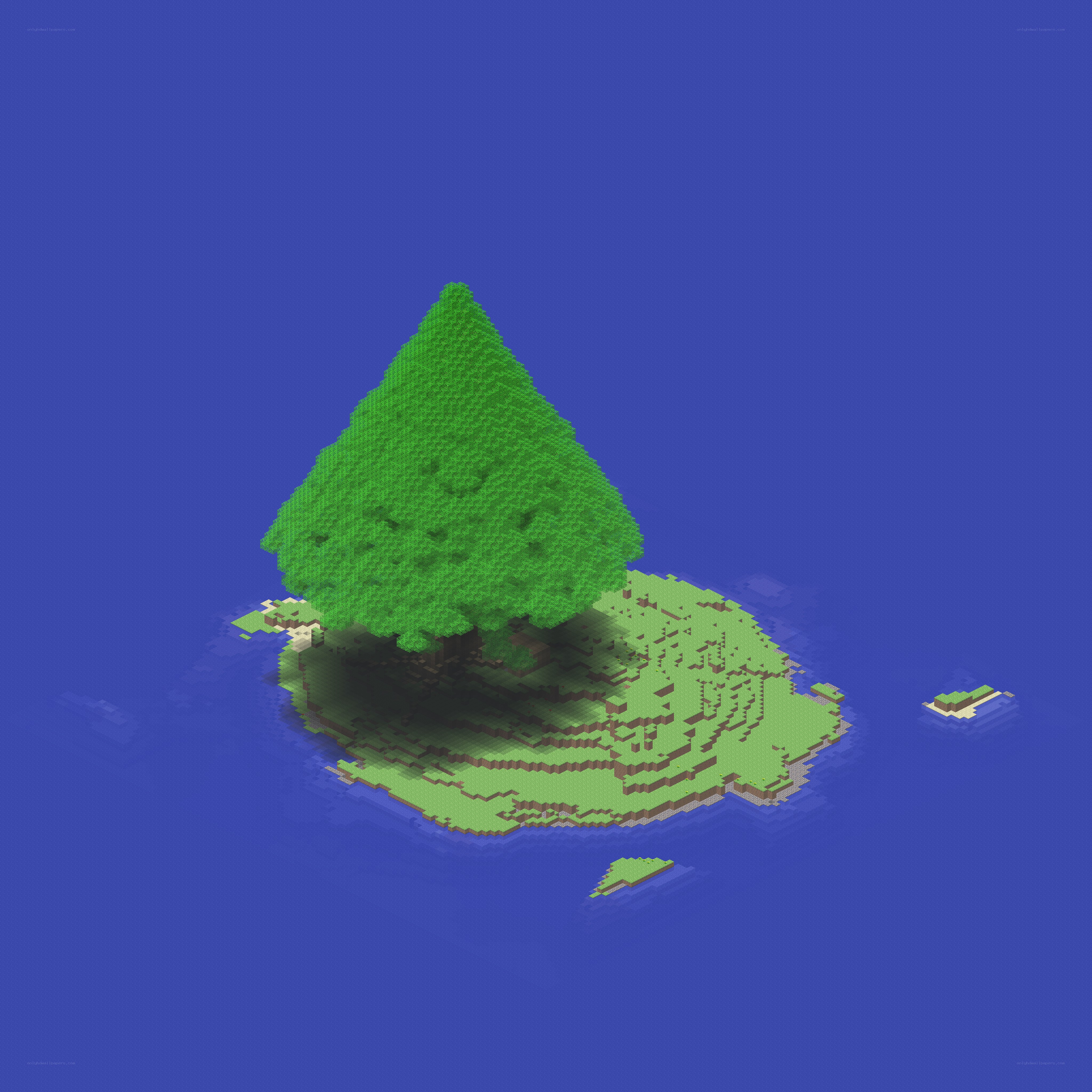 Island with tree in pixel art
